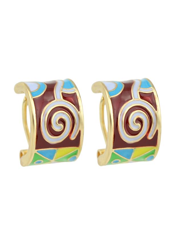 Shein Winered Enamel Geometric Earrings