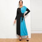 Shein Polka Dot Knot Drop Shoulder Longline Dress