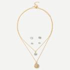 Shein Hollow Detail Layered Necklace 1pc & Earrings 2pairs