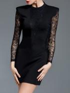 Shein Black Sheer Contrast Lace Sheath Dress