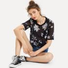 Shein Floral Print Sheer Top Without Bra