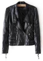 Rosewe Exclusive Turndown Collar Artificial Leather Long Sleeve Jacket