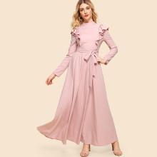 Shein Mock Neck Flounce Embellished Dress