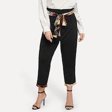 Shein Plus Contrast Chain Print Hem Pants