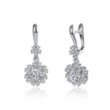 Shein Flower Detail 925 Sterling Silver Drop Earrings
