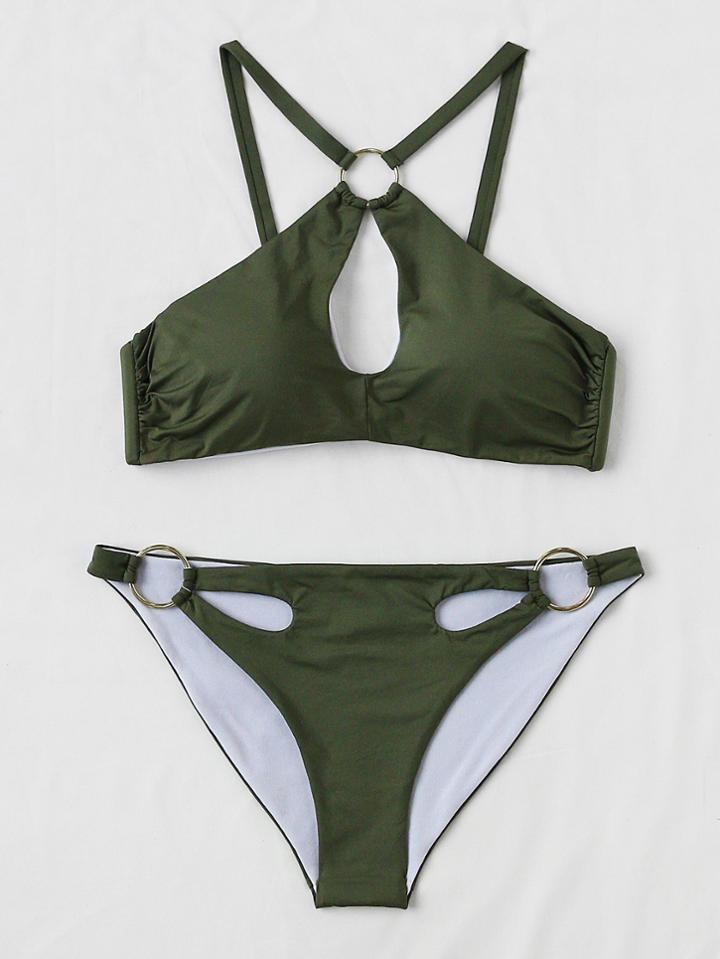 Shein Keyhole Cutout O-ring Detail Bikini Set