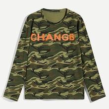 Shein Men Letter Print Camo Sweatshirt