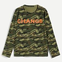 Shein Men Letter Print Camo Sweatshirt