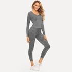 Shein Solid Tunic Top & Pants Co-ord