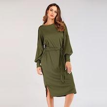 Shein Knot Waist Leg-of-mutton Sleeve Dress