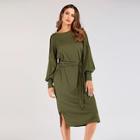 Shein Knot Waist Leg-of-mutton Sleeve Dress