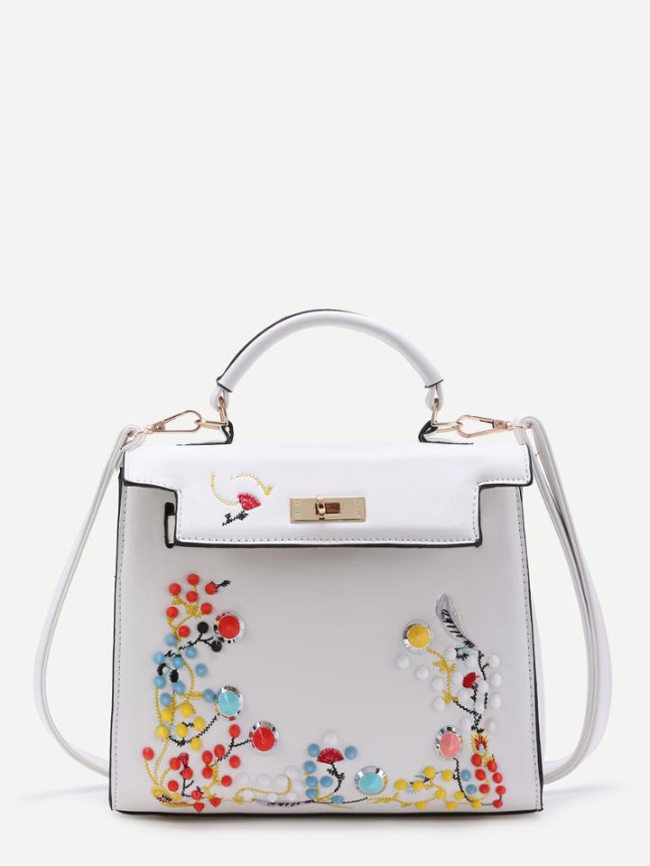 Shein Studded & Embroidery Pu Grab Bag