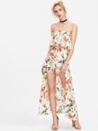 Shein Tropical Trapeze Tube Top And Maxi Shorts Co-ord