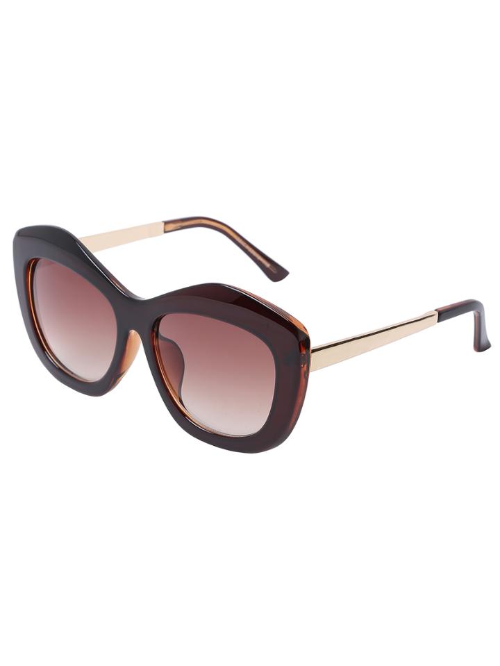 Shein Brown Chunky Frame Metal Arm Sunglasses