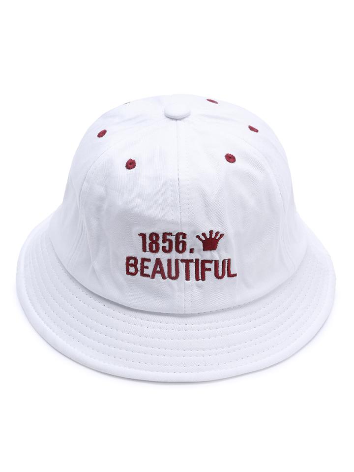 Shein White Letter Embroidery Wide Brim Hat