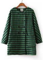 Rosewe Trendy Double Breasted Long Sleeve Plaid Print Winter Coat