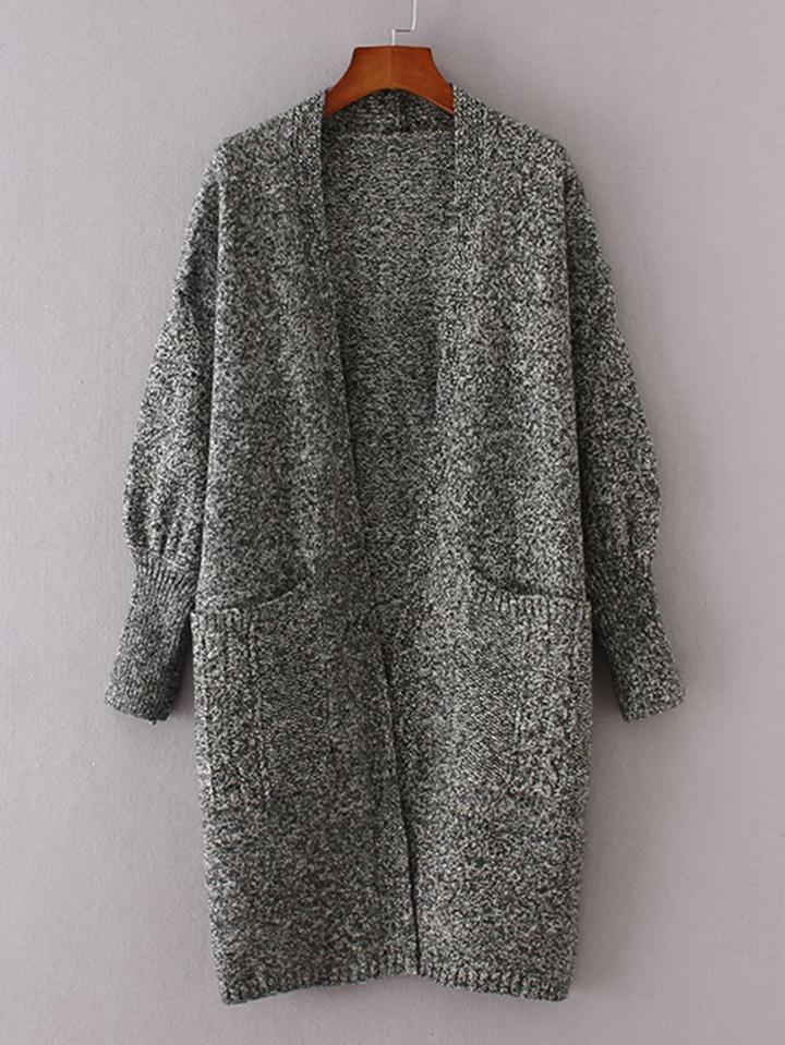 Shein Front Pocket Space Dye Longline Cardigan