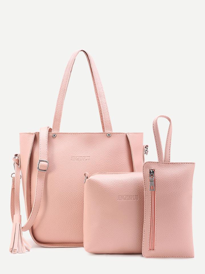 Shein Fringe Detail Pu Bag Set 3pcs
