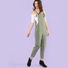 Shein Pocket Patched Jumpsuit With Bow Tied Strap
