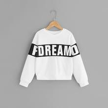 Shein Girls Drop Shoulder Letter Pullover