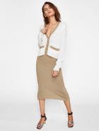 Shein Contrast Trim Button Cardigan With Skirt