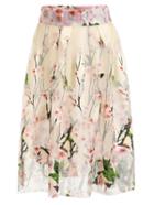 Shein Peach Blossom Print Mesh Midi Skirt
