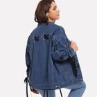 Shein Plus Grommet Lace Up Oversized Jacket