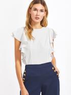 Shein White Ruffle Sleeve Top