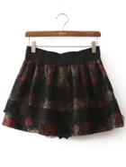 Shein Colour Floral Lace Flare Skirt