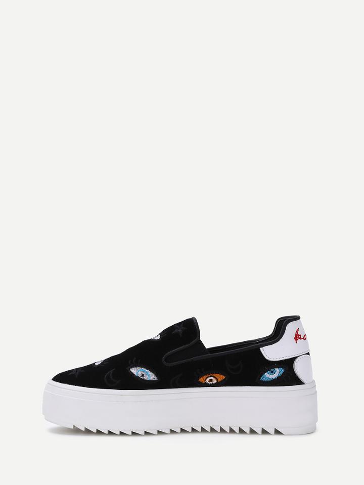 Shein Black Eye Printed Flatform Sneakers