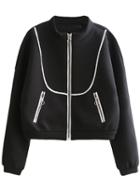 Shein Black Stand Collar Pocket Jacket