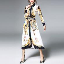 Shein Tie Waist Graphic Print Shirt Dress
