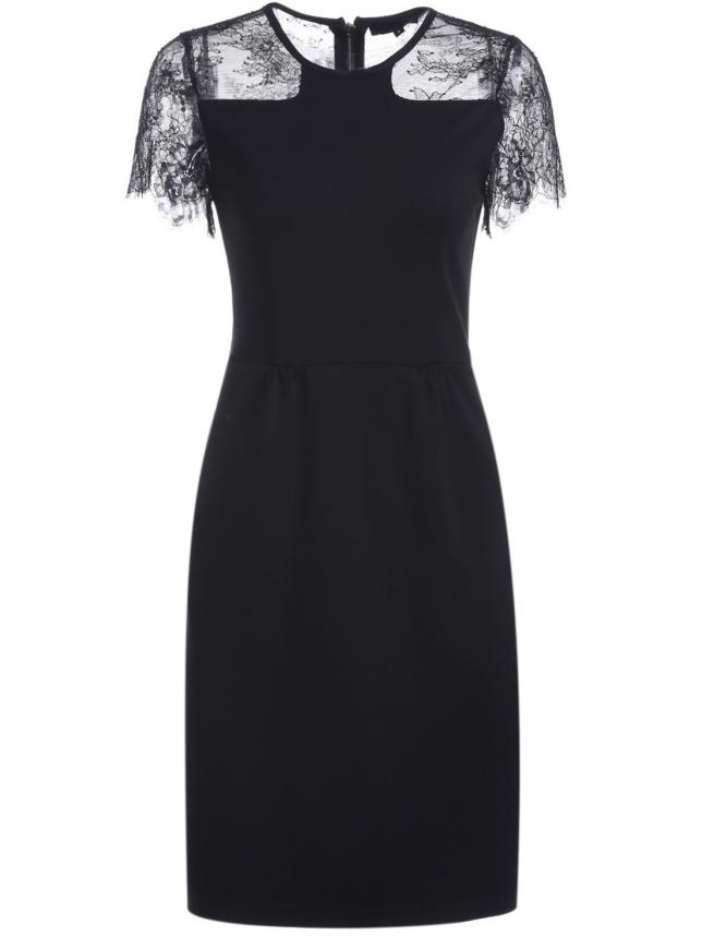 Shein Black Round Neck Short Sleeve Contrast Gauze Dress