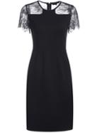 Shein Black Round Neck Short Sleeve Contrast Gauze Dress