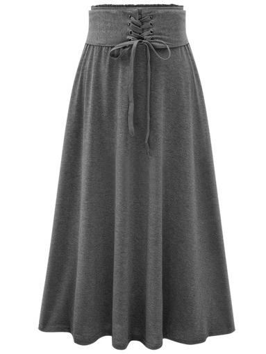 Shein Grey High Waist Lace Up Skirt