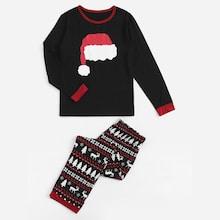Shein Christmas Men Hat Print Pajama Set