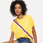 Shein Striped Tape Cut Out Tee