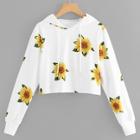 Shein Floral Print Drawstring Detail Sweatshirt