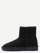 Shein Black Suede Fur Lined Flat Snow Boots