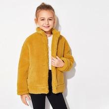 Shein Girls Button Up Short Teddy Coat