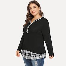 Shein Plus Contrast Plaid Tee