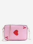 Shein Letter Embroidered Heart Patch Cross Body Bag
