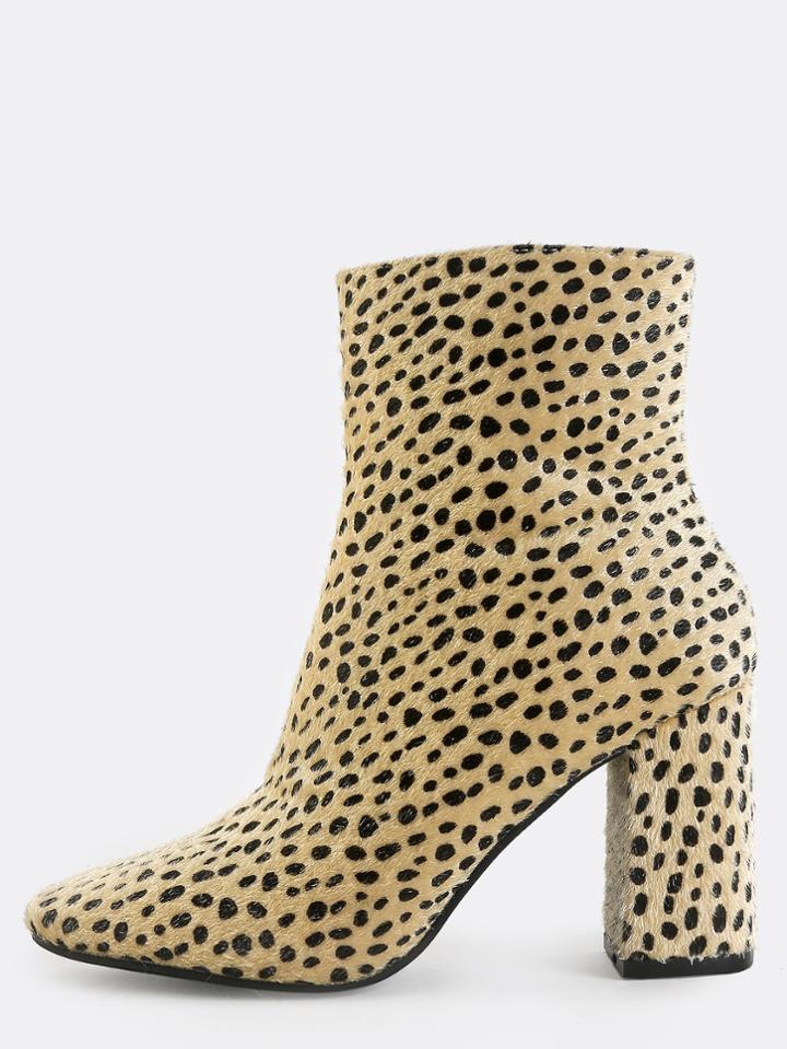 Shein Leopard Square Toe Booties Multi