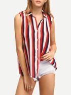 Shein Multicolor Vertical Striped Sleeveless Blouse