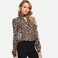 Shein Choker Neck Leopard Top
