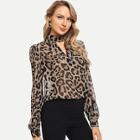 Shein Choker Neck Leopard Top