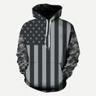 Shein Men American Flags Print Hooded Sweatshirt