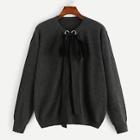 Shein Plus Bow Tie Front Heathered Knit Jumper