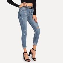 Shein Bleach-dye Ripped Jeans