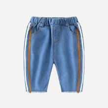 Shein Boys Tape Detail Raw Hem Jeans